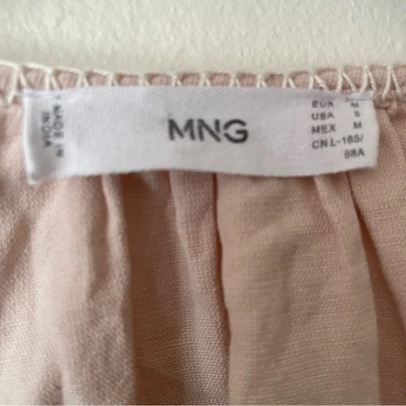 Mango Embroidered Linen Cotton Blouse Balloon  Sleeve washed pink sz med/6 - Picture 8 of 13